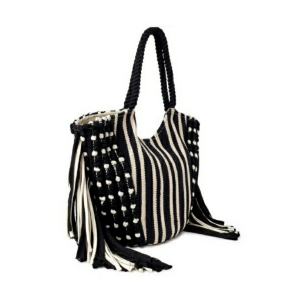 ● Time & True | Fringe Woven Tote Bag - Picture 3 of 11